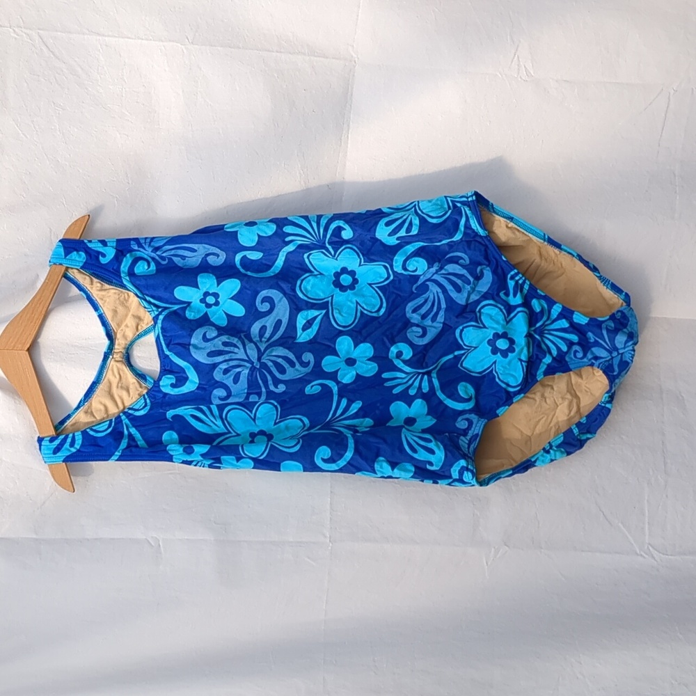 Swimsuit One Piece blue floral large
